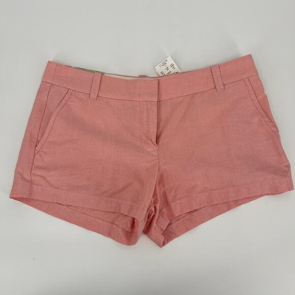 J. Crew Factory Curvy Fit Shorts Sz 10 Pink Cotton 3" Inseam Powdered Oxford NEW - Picture 1 of 11